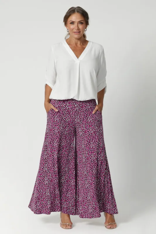 Caspian Palazzo Pant in Bordeaux sold by Leina & Fleur