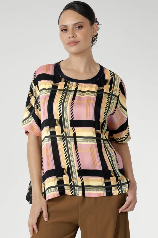 Scout Tee in Pastel Plaid sold by Leina & Fleur