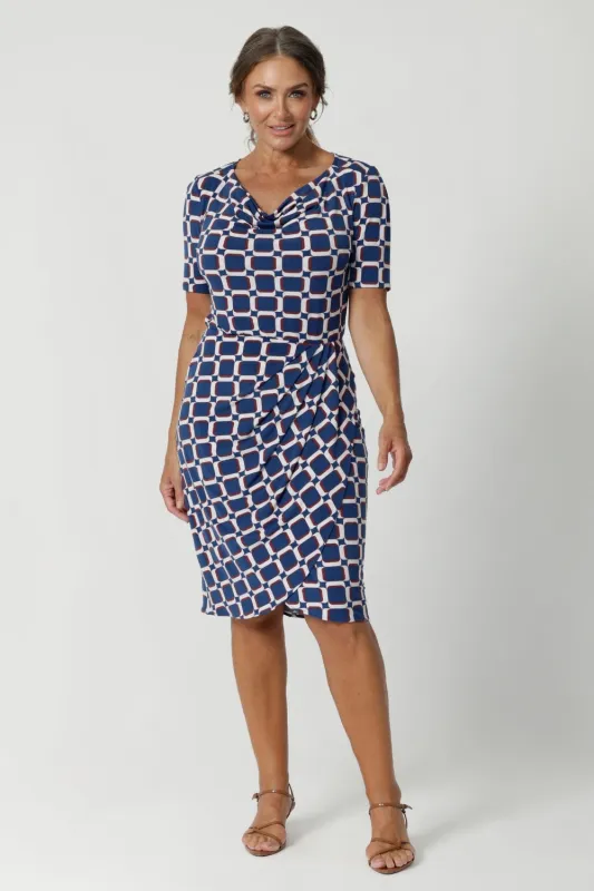 Imelda Dress in Blue Aperture made by Leina & Fleur