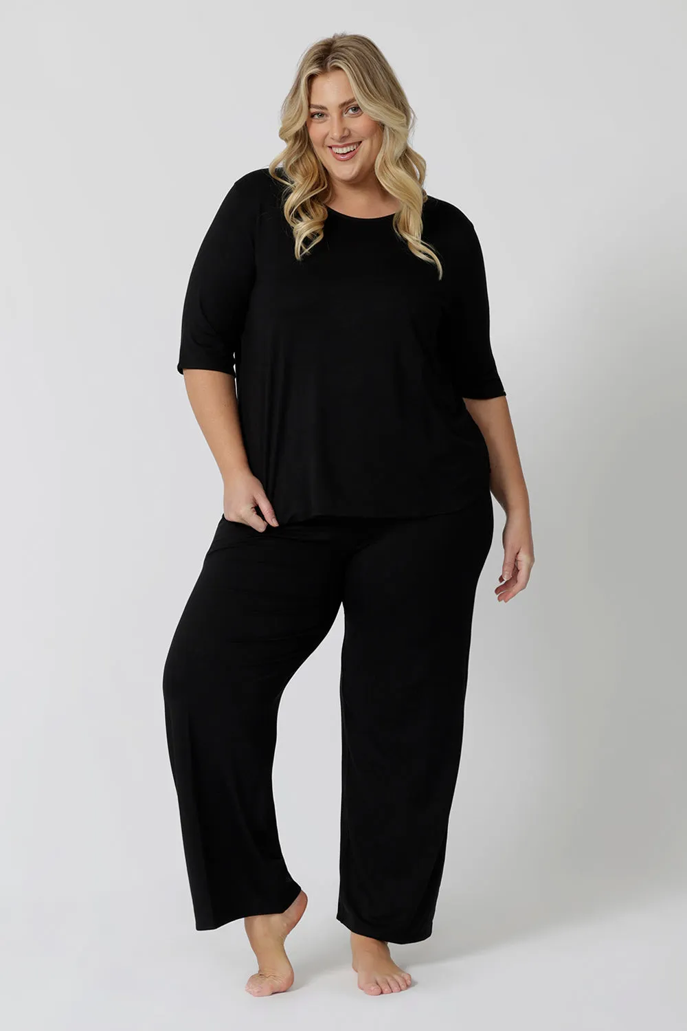 Lounge Pant in Black Bamboo sold by Leina & Fleur
