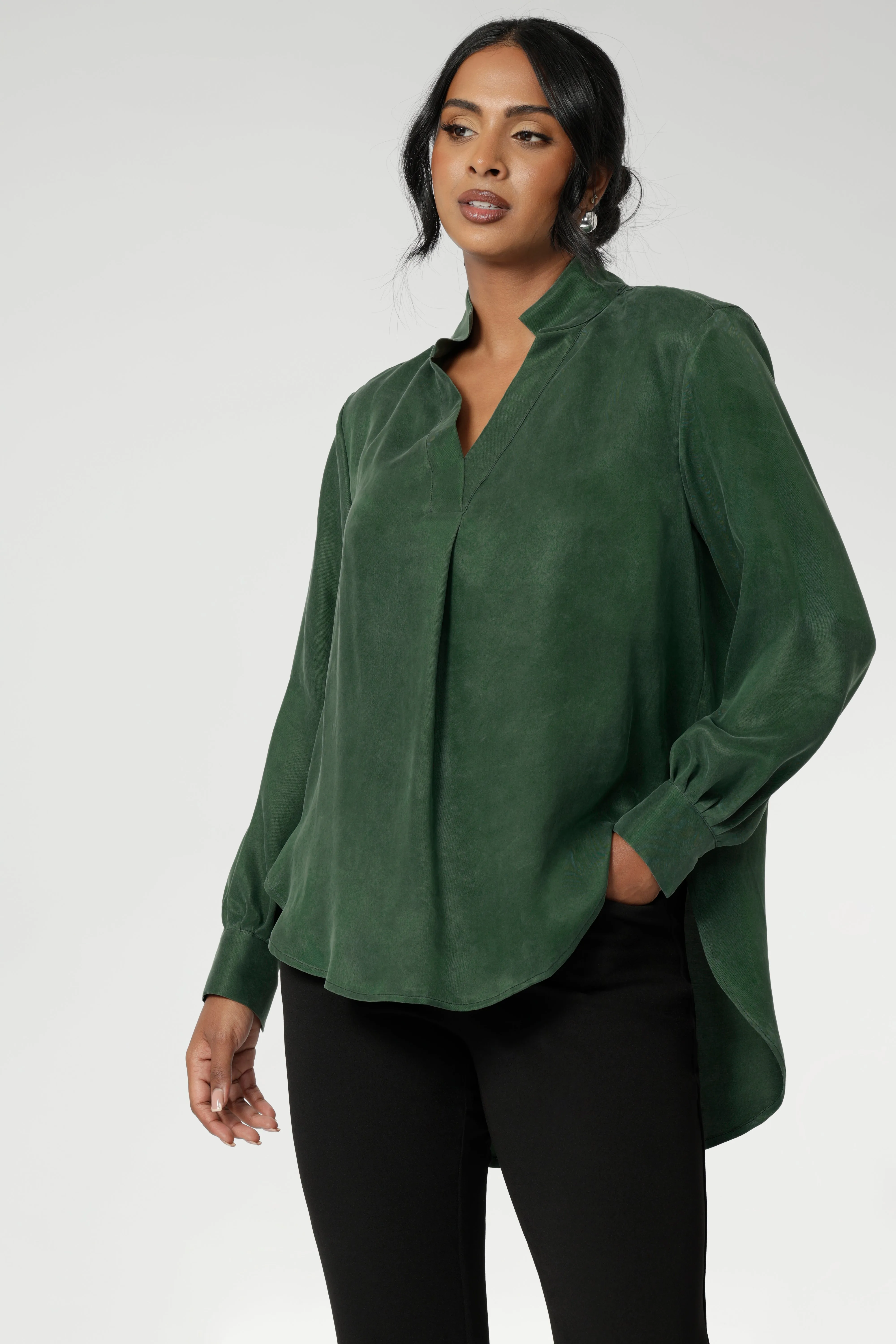 Ellis Shirt in Deep Green sold by Leina & Fleur