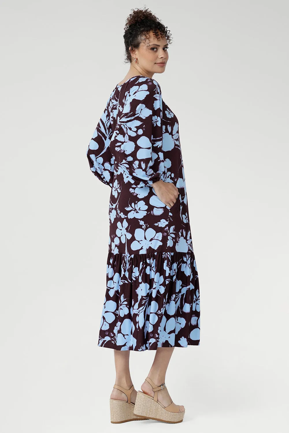 Priscilla Dress in Plum Dispersia with Tie sold by Leina & Fleur product image thumbnail 4