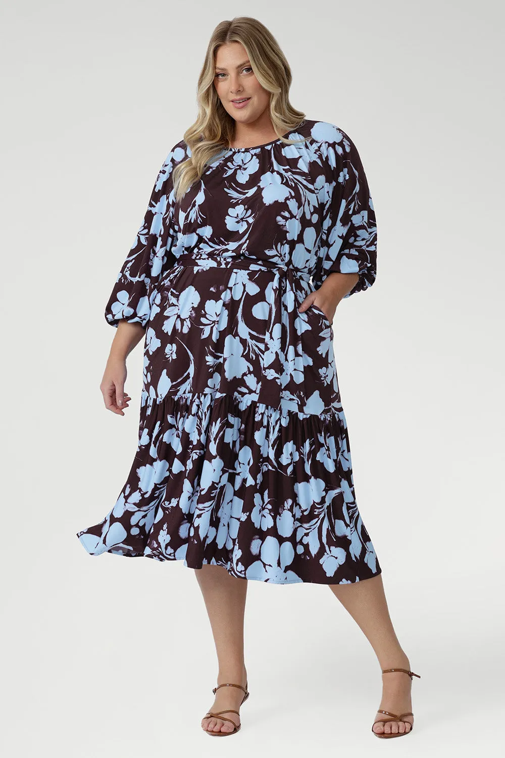 Priscilla Dress in Plum Dispersia with Tie sold by Leina & Fleur product image thumbnail 2