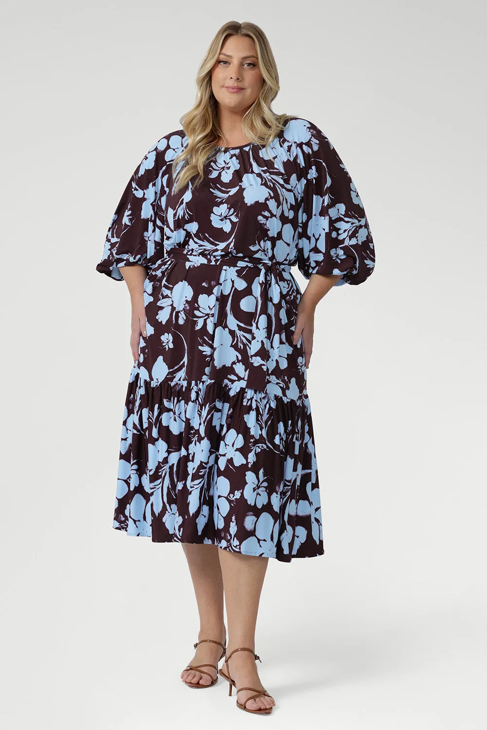 Priscilla Dress in Plum Dispersia with Tie sold by Leina & Fleur product image thumbnail 3