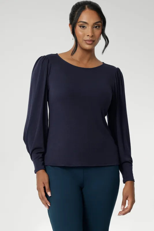 Zara Knit Top in Navy sold by Leina & Fleur