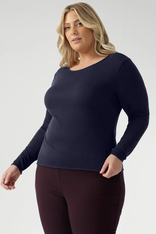 Bryn Knit Top in Navy sold by Leina & Fleur