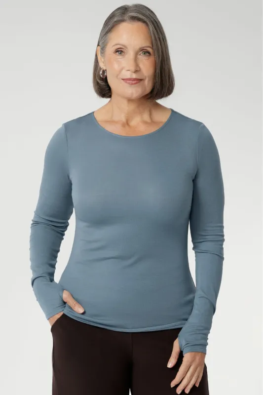 Bryn Knit Top in Sky sold by Leina & Fleur