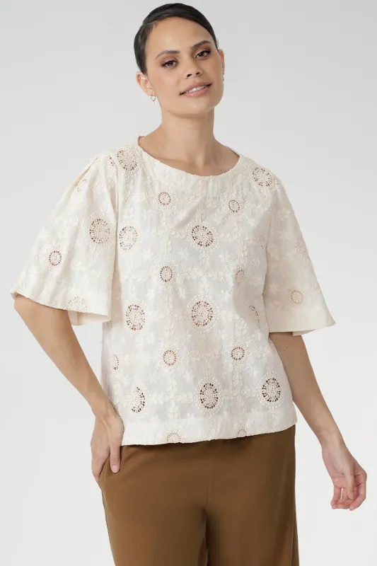 Angel Top in Antique Embroidered Cotton sold by Leina & Fleur