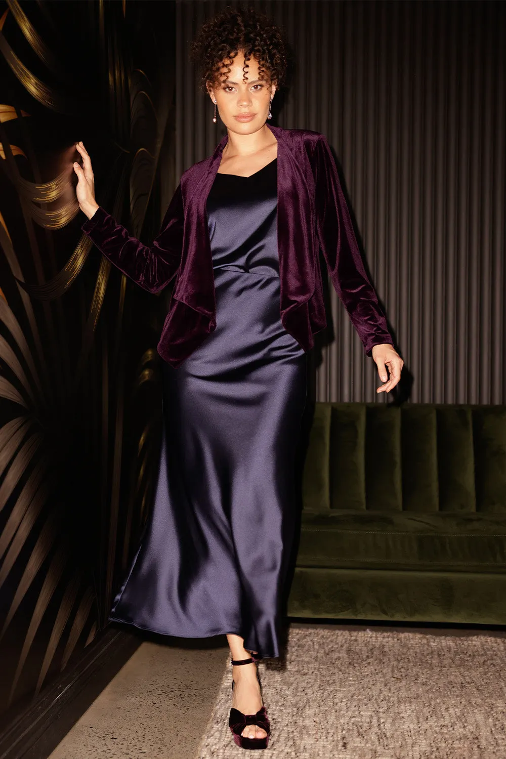 Manhattan Maxi Skirt in Ink Satin sold by Leina & Fleur product image thumbnail 3