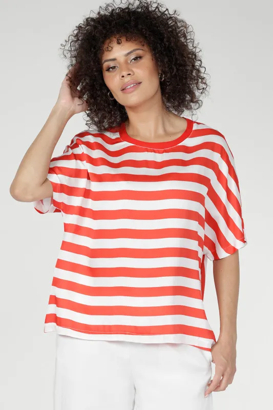 Scout Tee in Tang Stripe made by Leina & Fleur