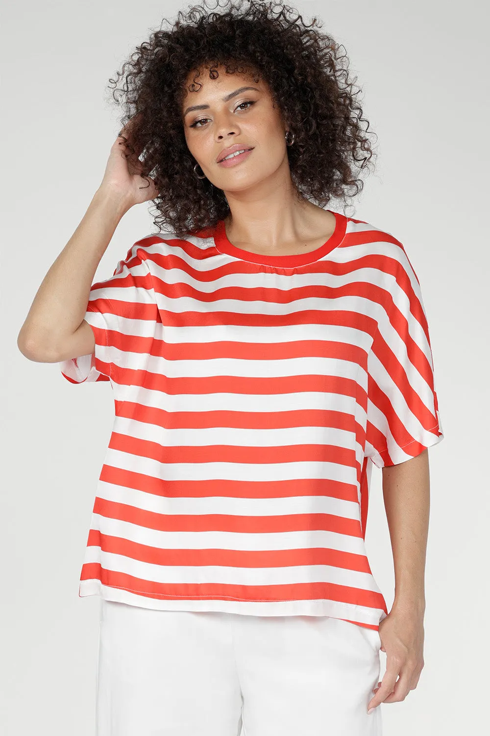 Scout Tee in Tang Stripe sold by Leina & Fleur
