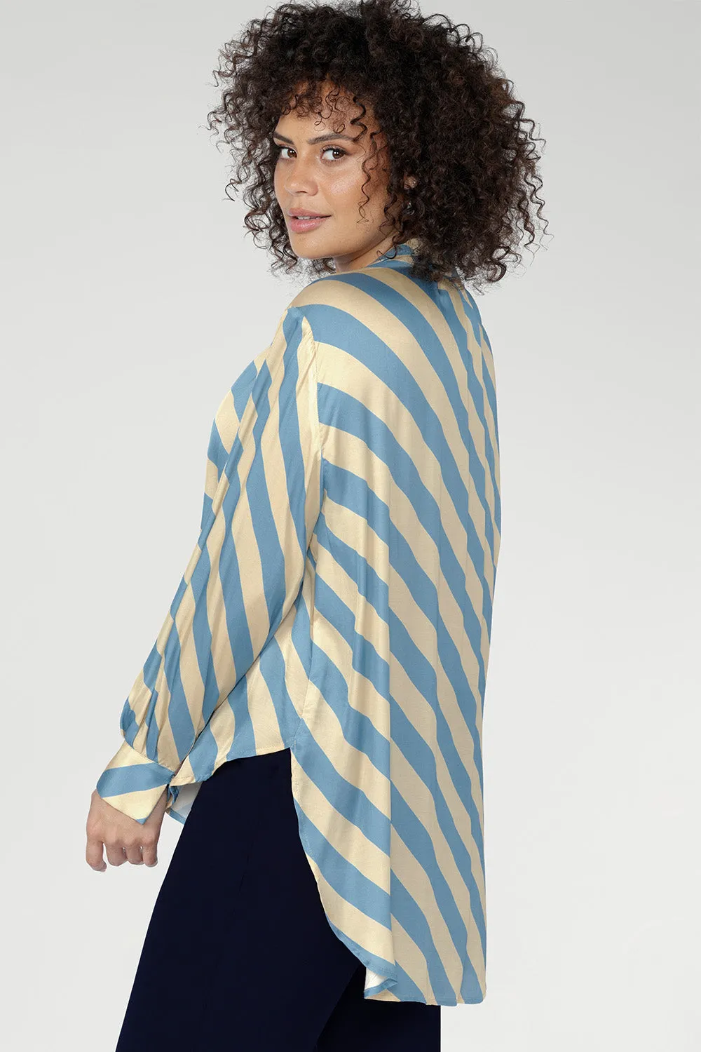 Ellis Shirt in Blue Sky Stripe sold by Leina & Fleur product image thumbnail 5