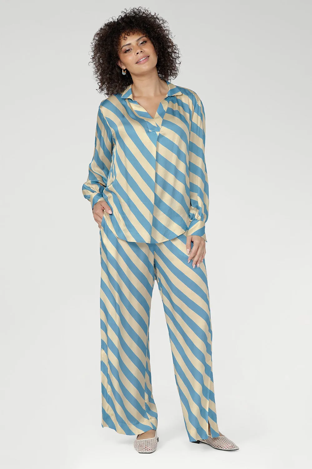 Ellis Shirt in Blue Sky Stripe sold by Leina & Fleur product image thumbnail 4