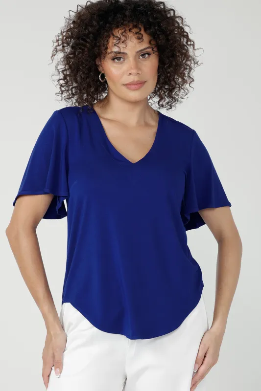 Lila Top in Cobalt Bamboo sold by Leina & Fleur