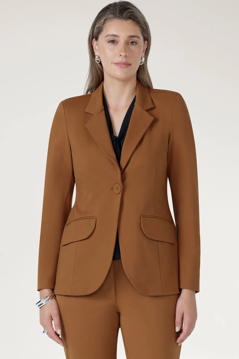 Longline Tailored Jacket in Toffee sold by Leina & Fleur product image thumbnail 3