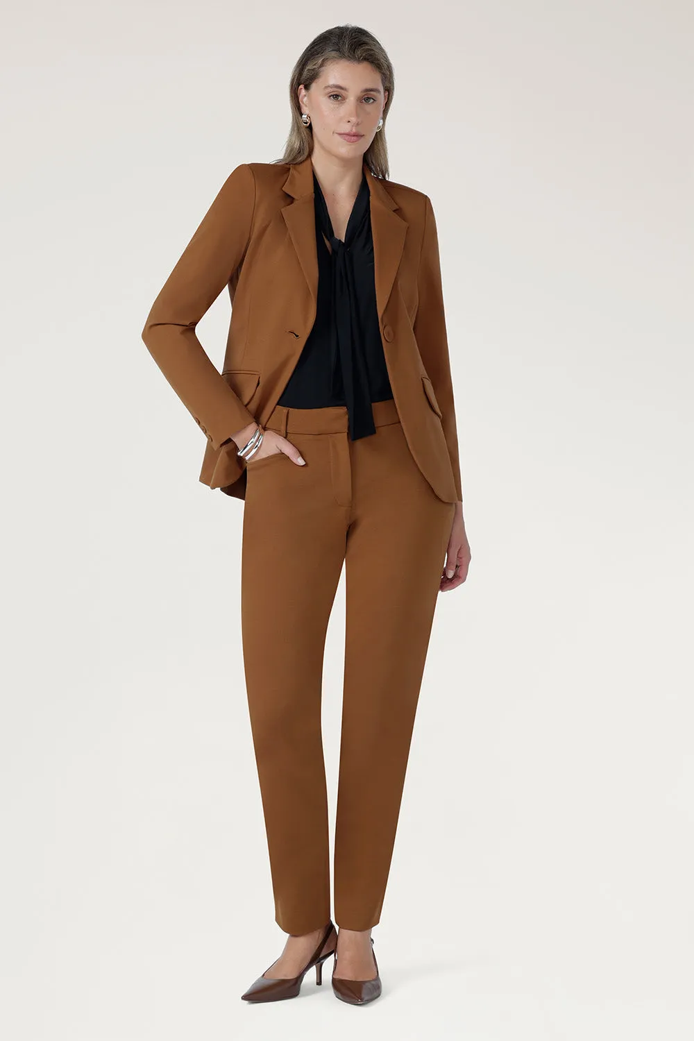 Longline Tailored Jacket in Toffee sold by Leina & Fleur product image thumbnail 4
