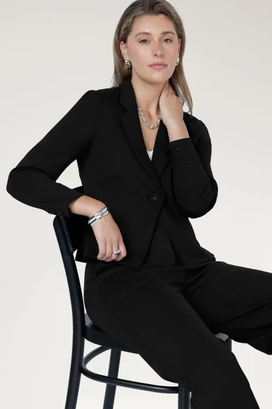 Shortline Tailored Jacket in Black made by Leina & Fleur
