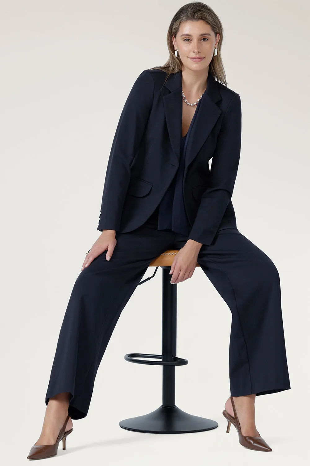 Longline Tailored Jacket in Charcoal sold by Leina & Fleur product image thumbnail 4