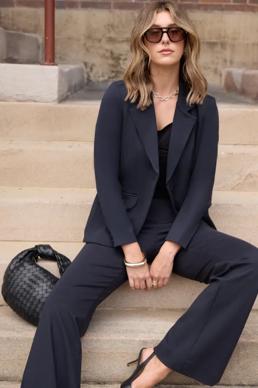 Longline Tailored Jacket in Charcoal made by Leina & Fleur