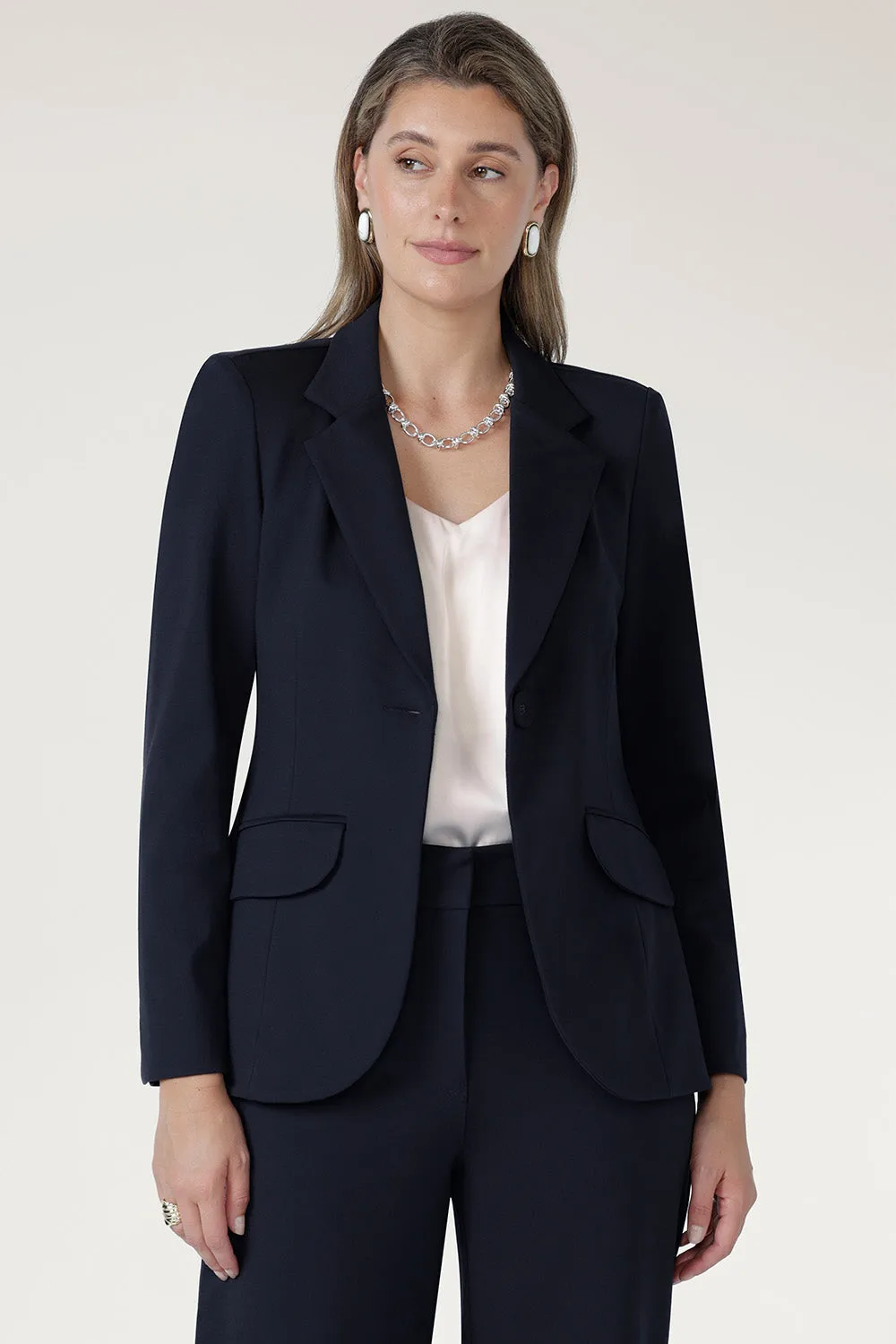 Longline Tailored Jacket in Charcoal sold by Leina & Fleur product image thumbnail 3