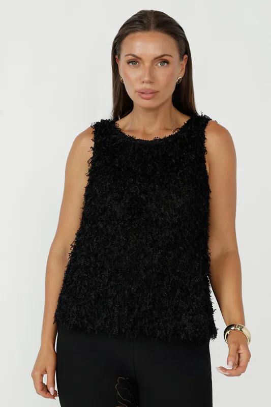 Fantail Shell Top in Black made by Leina & Fleur