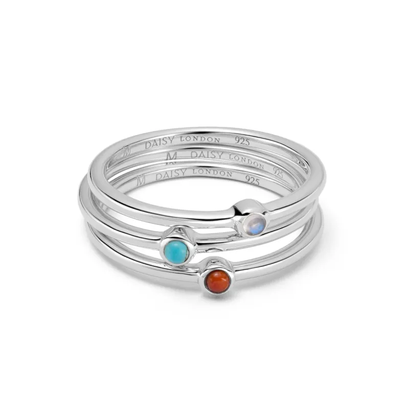 Protection and Harmony Ring Stack Sterling Silver sold by Daisy Jewellery