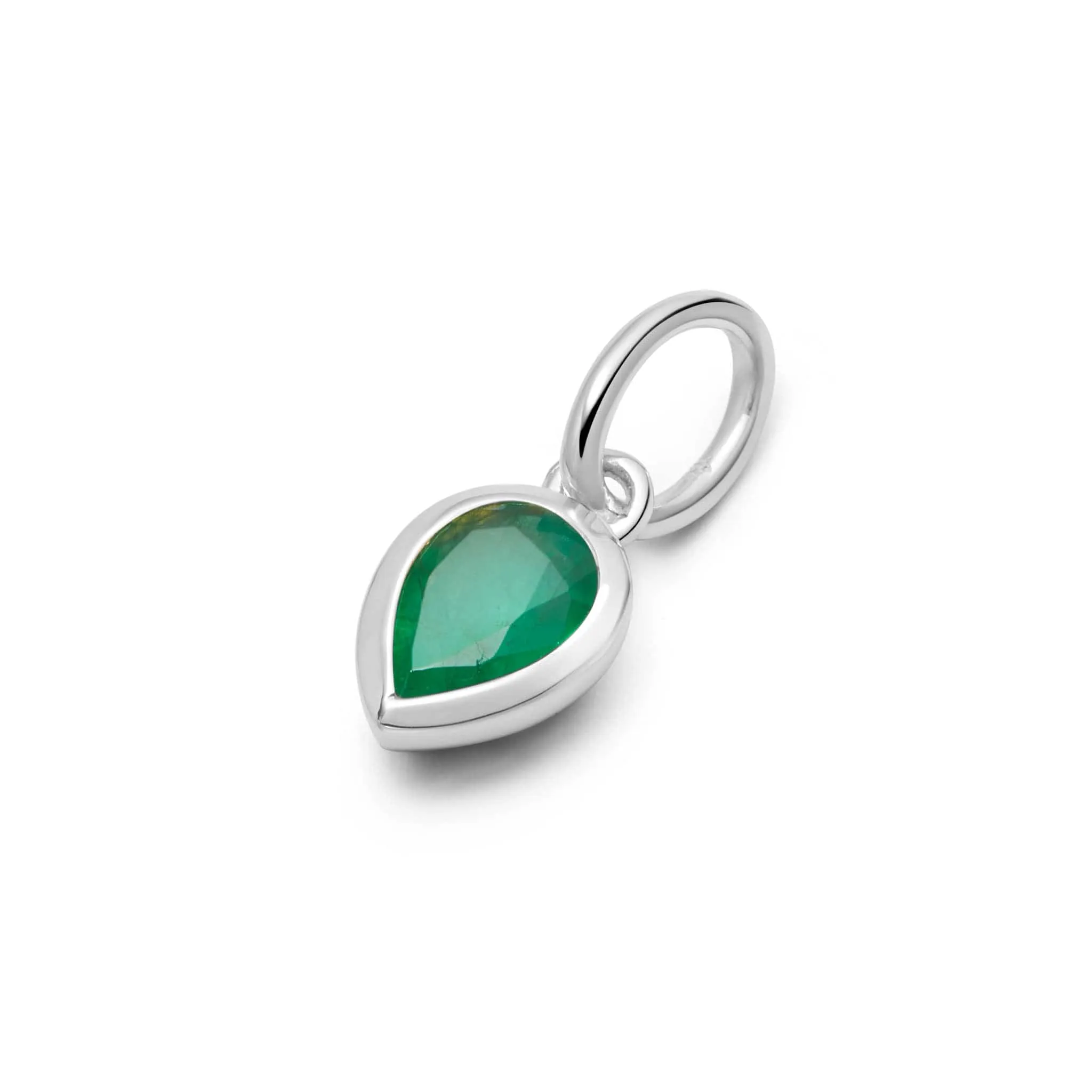 Emerald May Birthstone Charm Pendant Sterling Silver sold by Daisy Jewellery