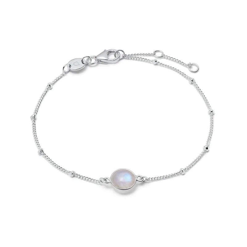 Rainbow Moonstone Healing Stone Bobble Bracelet Sterling Silver sold by Daisy Jewellery