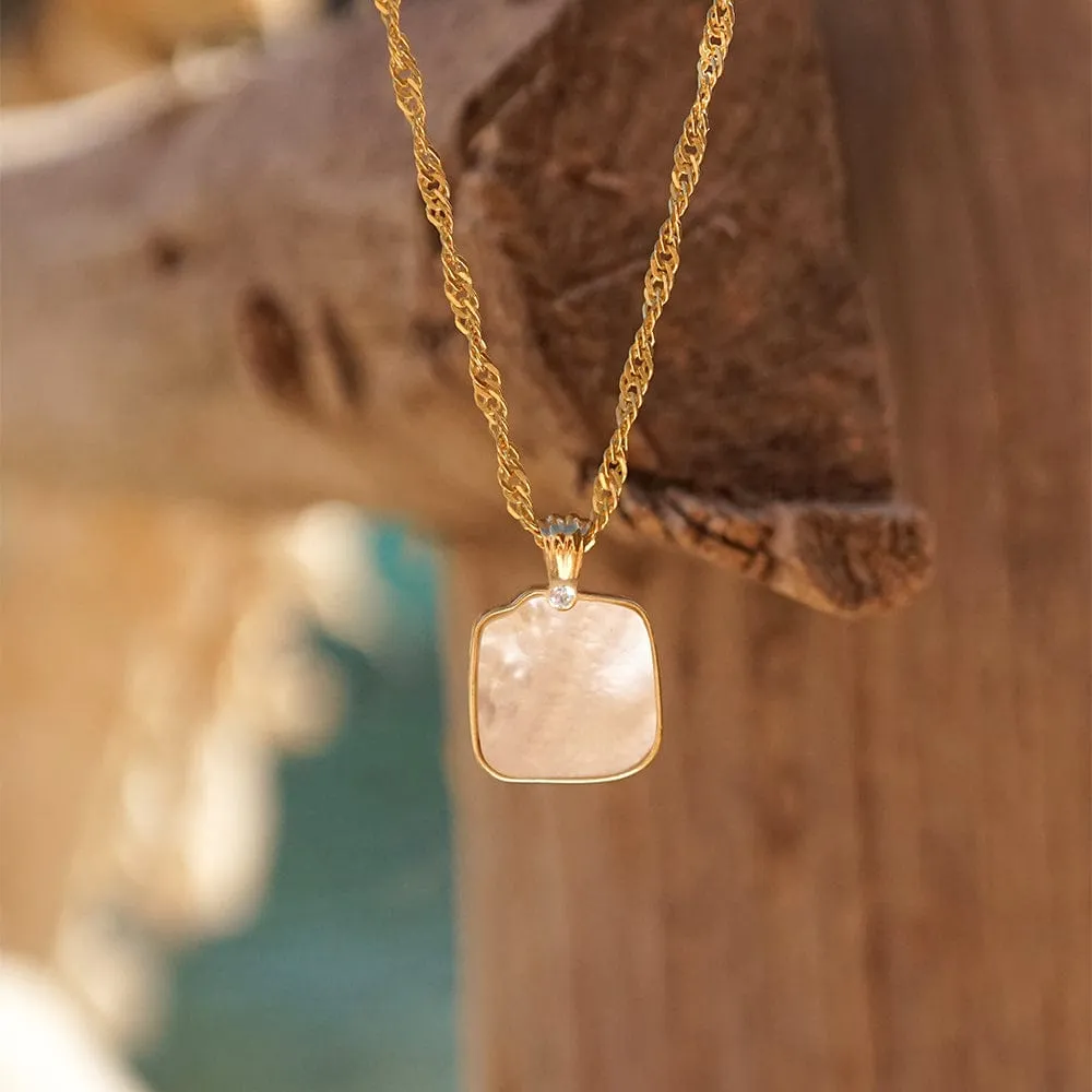 Organic Mother of Pearl Necklace Layering Set 18ct Gold Plate sold by Daisy Jewellery product image thumbnail 3