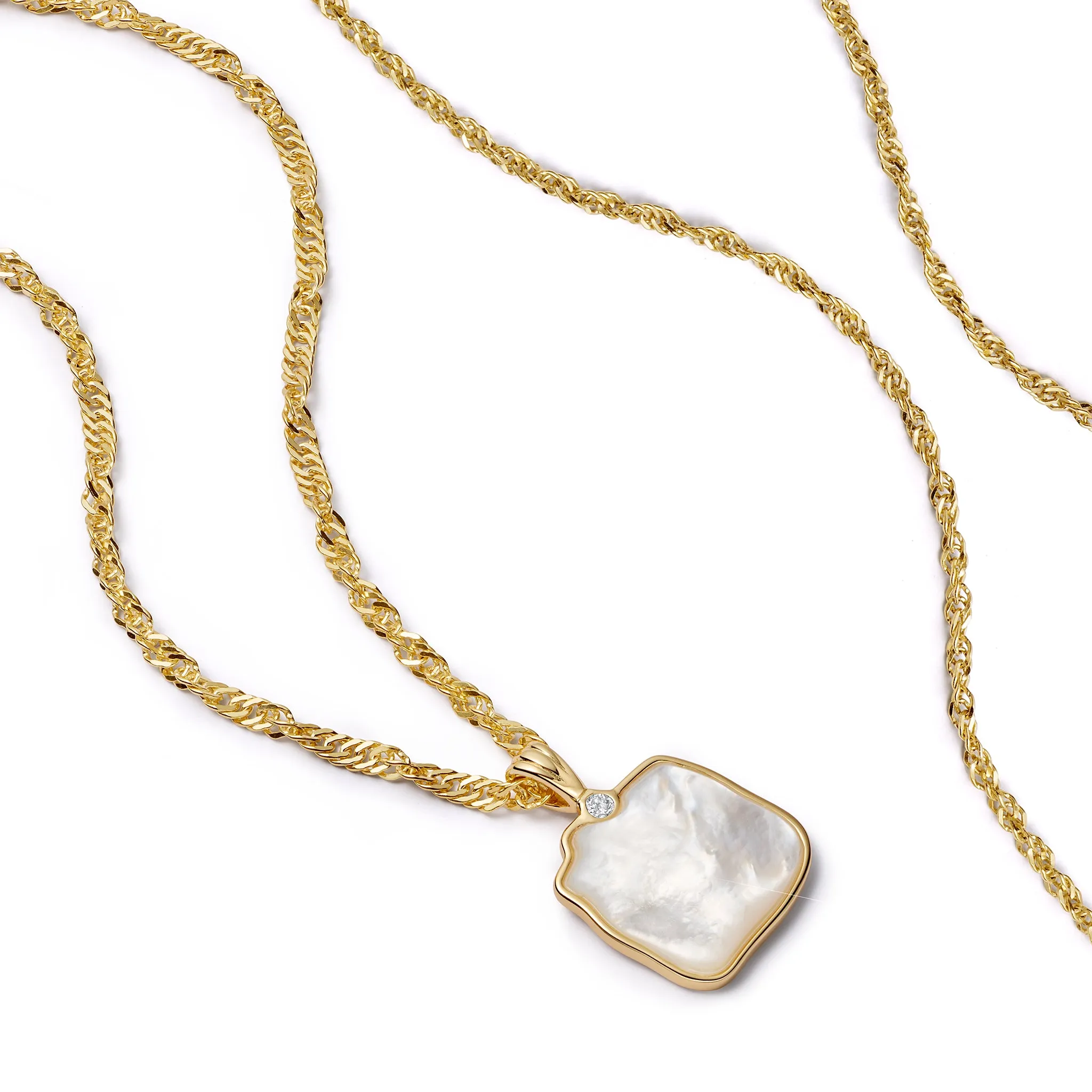 Organic Mother of Pearl Necklace Layering Set 18ct Gold Plate sold by Daisy Jewellery