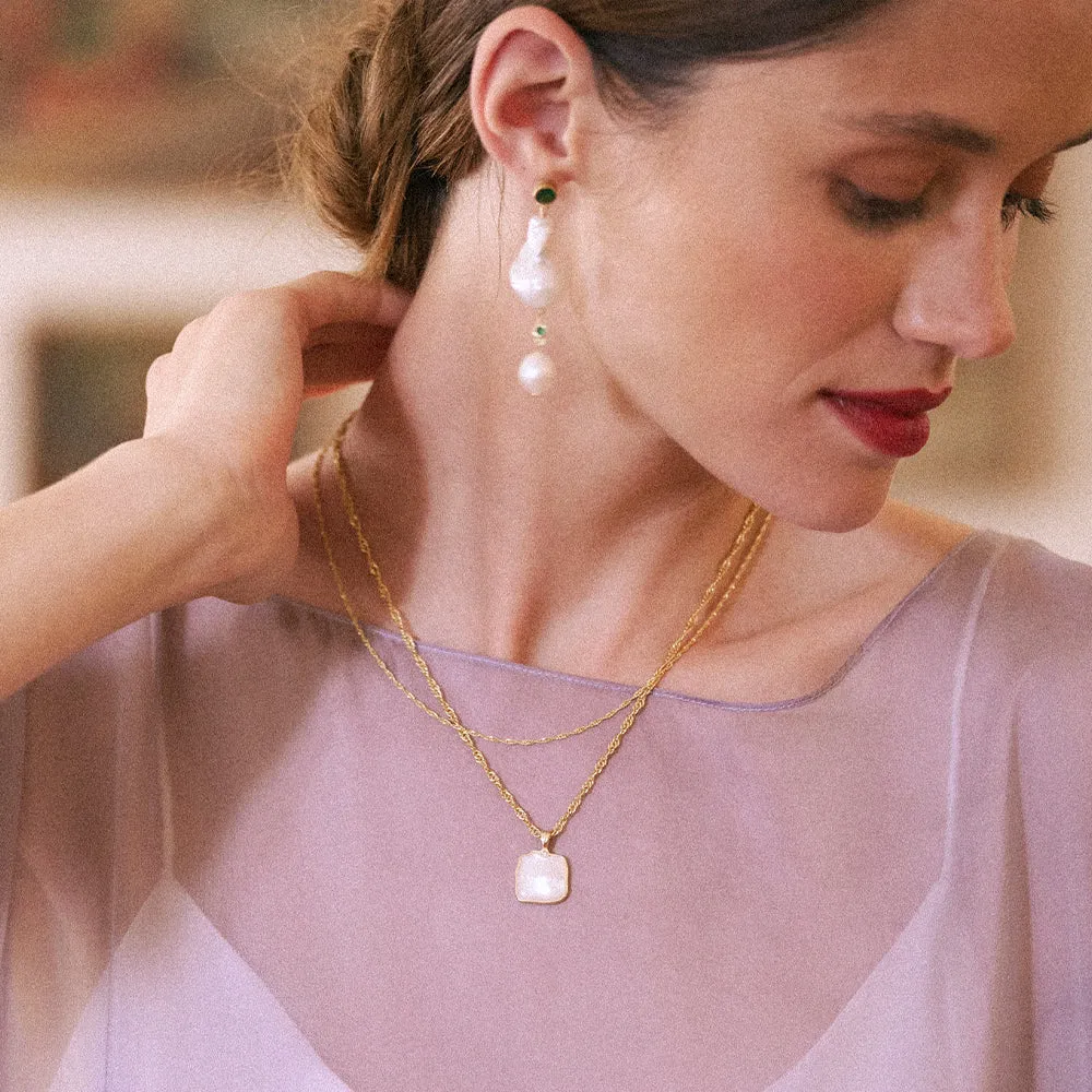 Organic Mother of Pearl Necklace Layering Set 18ct Gold Plate sold by Daisy Jewellery product image thumbnail 4