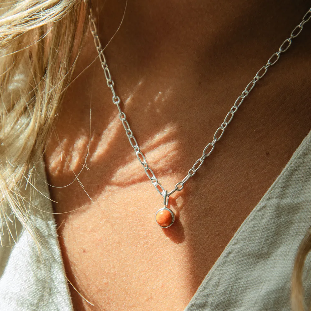 Red Coral Chunky Healing Stone Necklace Sterling Silver sold by Daisy Jewellery product image thumbnail 4