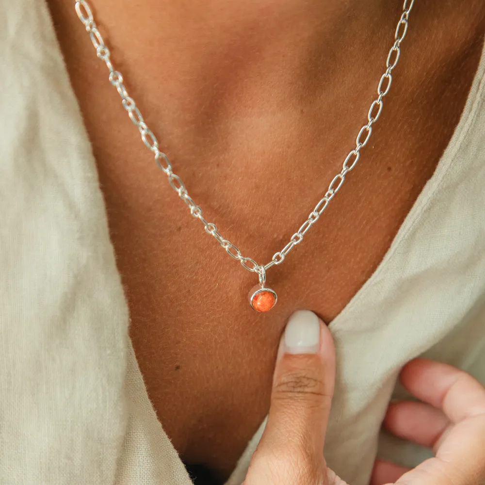 Red Coral Chunky Healing Stone Necklace Sterling Silver sold by Daisy Jewellery product image thumbnail 2