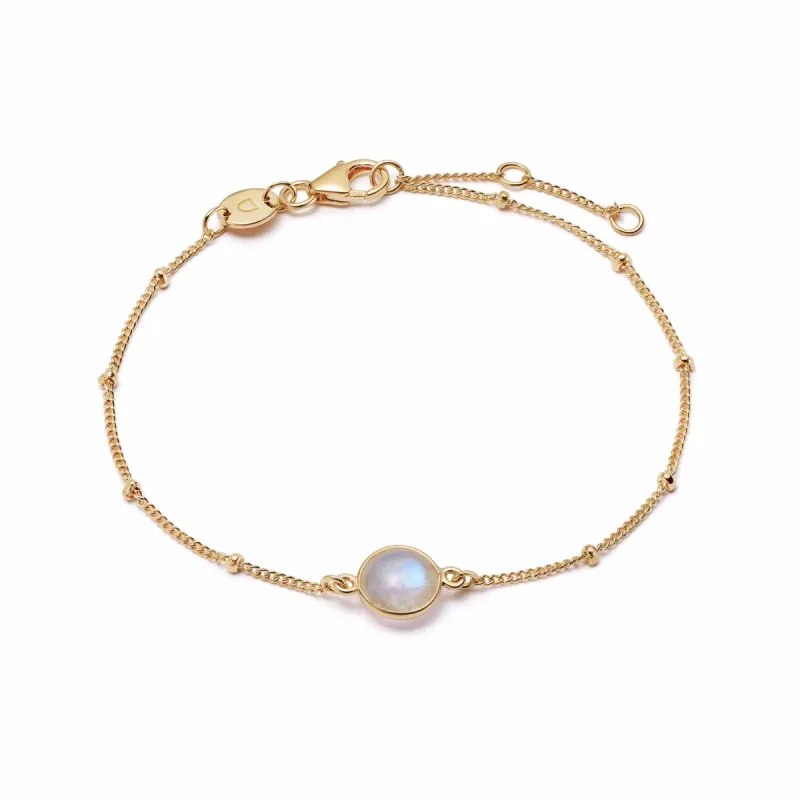 Rainbow Moonstone Healing Stone Bobble Bracelet 18ct Gold Plate sold by Daisy Jewellery