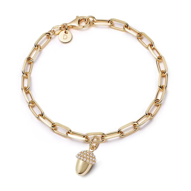 Shrimps Acorn Charm Bracelet 18ct Gold Plate sold by Daisy Jewellery