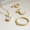 Rainbow Moonstone Healing Stone Ring 18ct Gold Plate sold by Daisy Jewellery