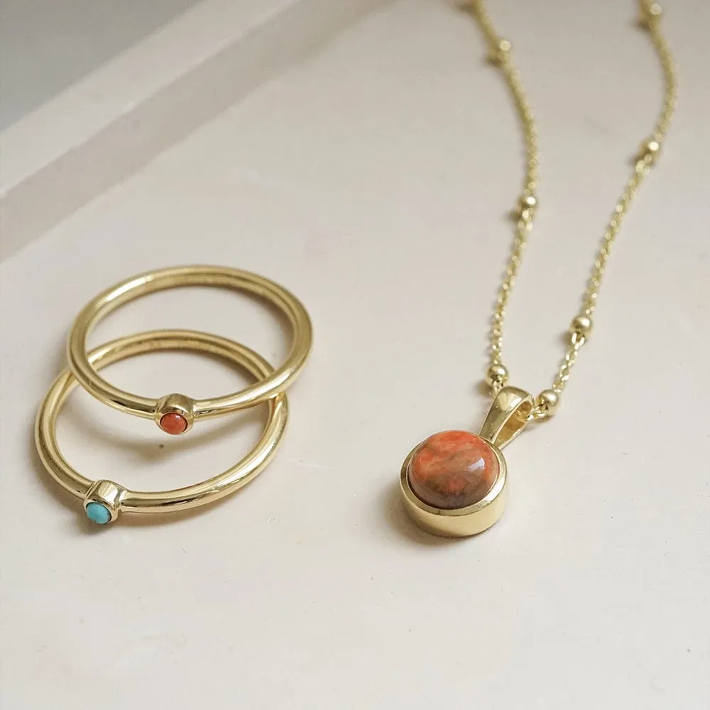 Red Coral Healing Stone Necklace 18ct Gold Plate sold by Daisy Jewellery product image thumbnail 5