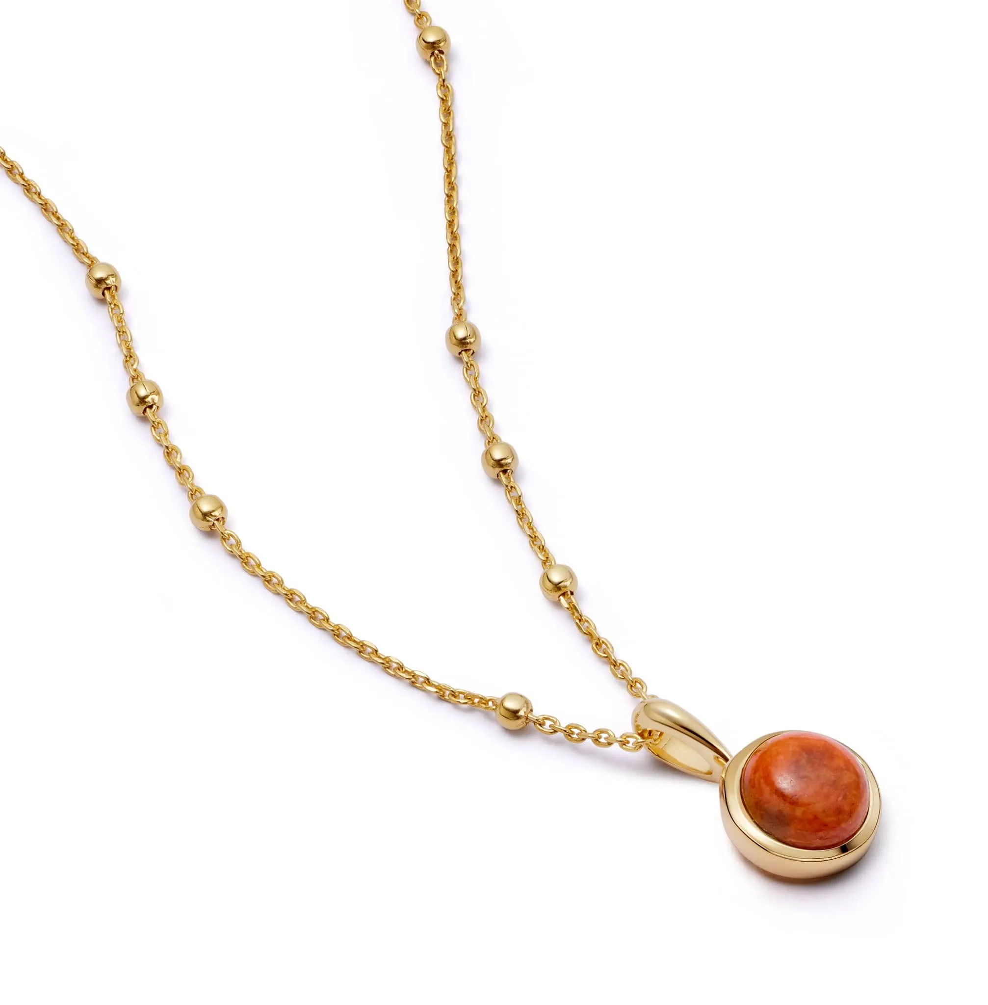 Red Coral Healing Stone Necklace 18ct Gold Plate sold by Daisy Jewellery