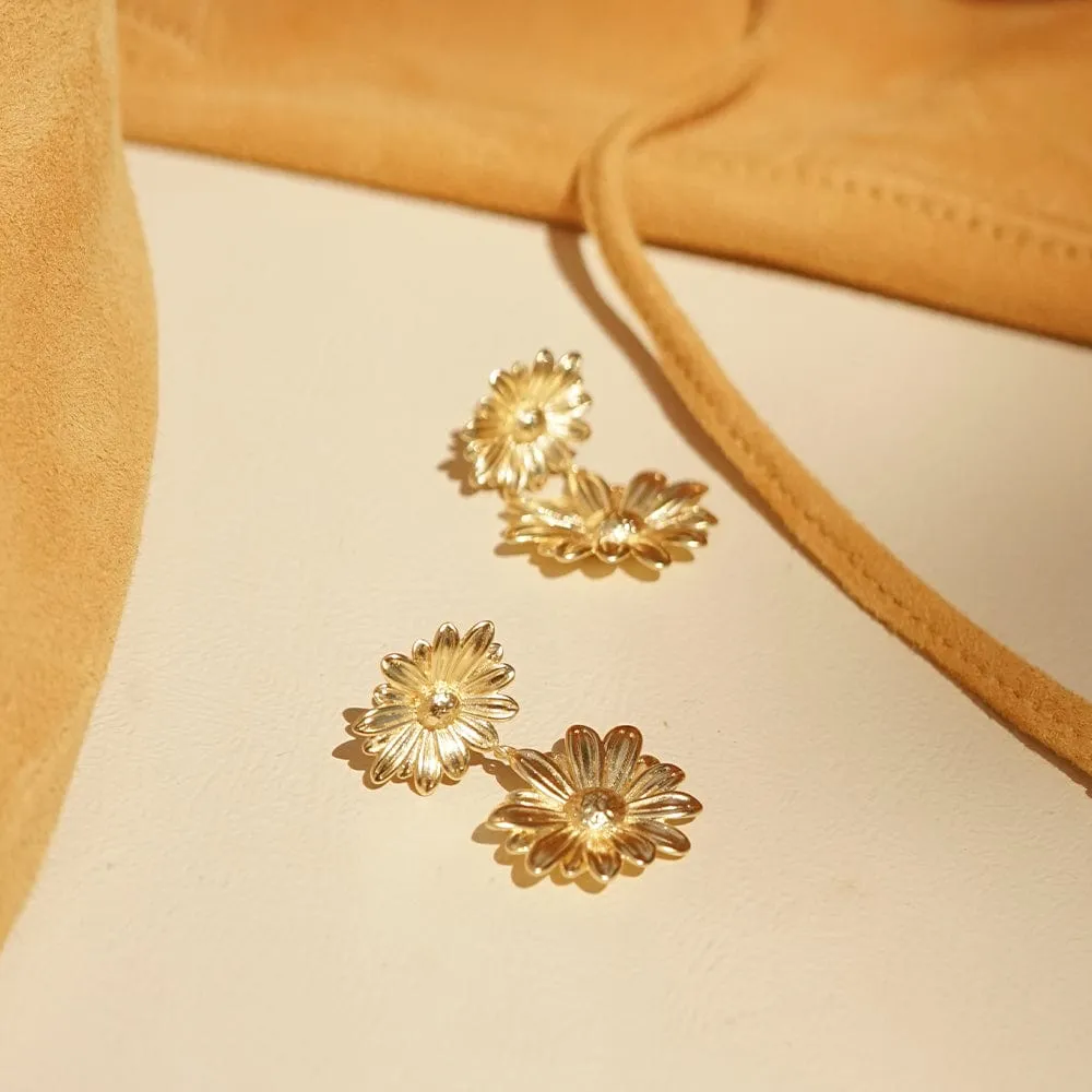 Double Daisy Flower Earrings 18ct Gold Plate sold by Daisy Jewellery product image thumbnail 5