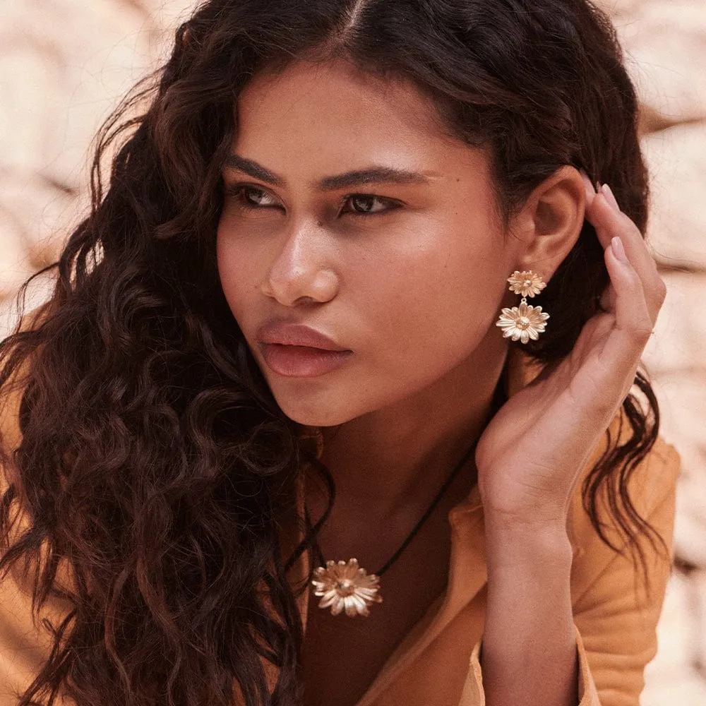 Double Daisy Flower Earrings 18ct Gold Plate sold by Daisy Jewellery product image thumbnail 4