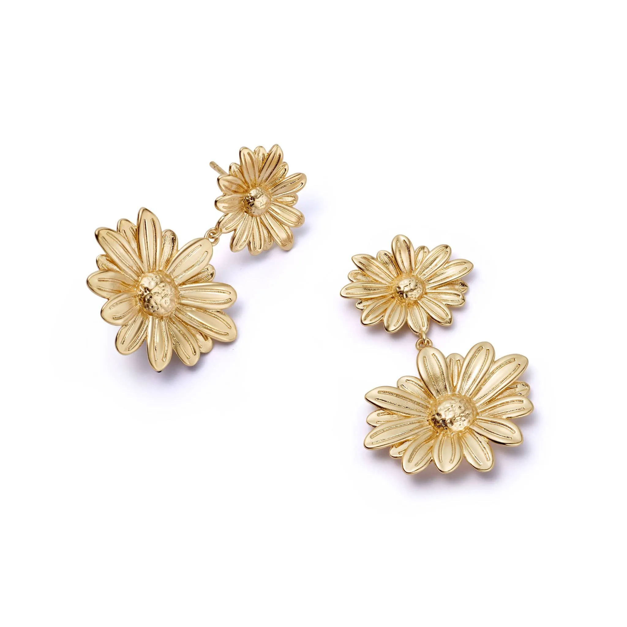 Double Daisy Flower Earrings 18ct Gold Plate sold by Daisy Jewellery