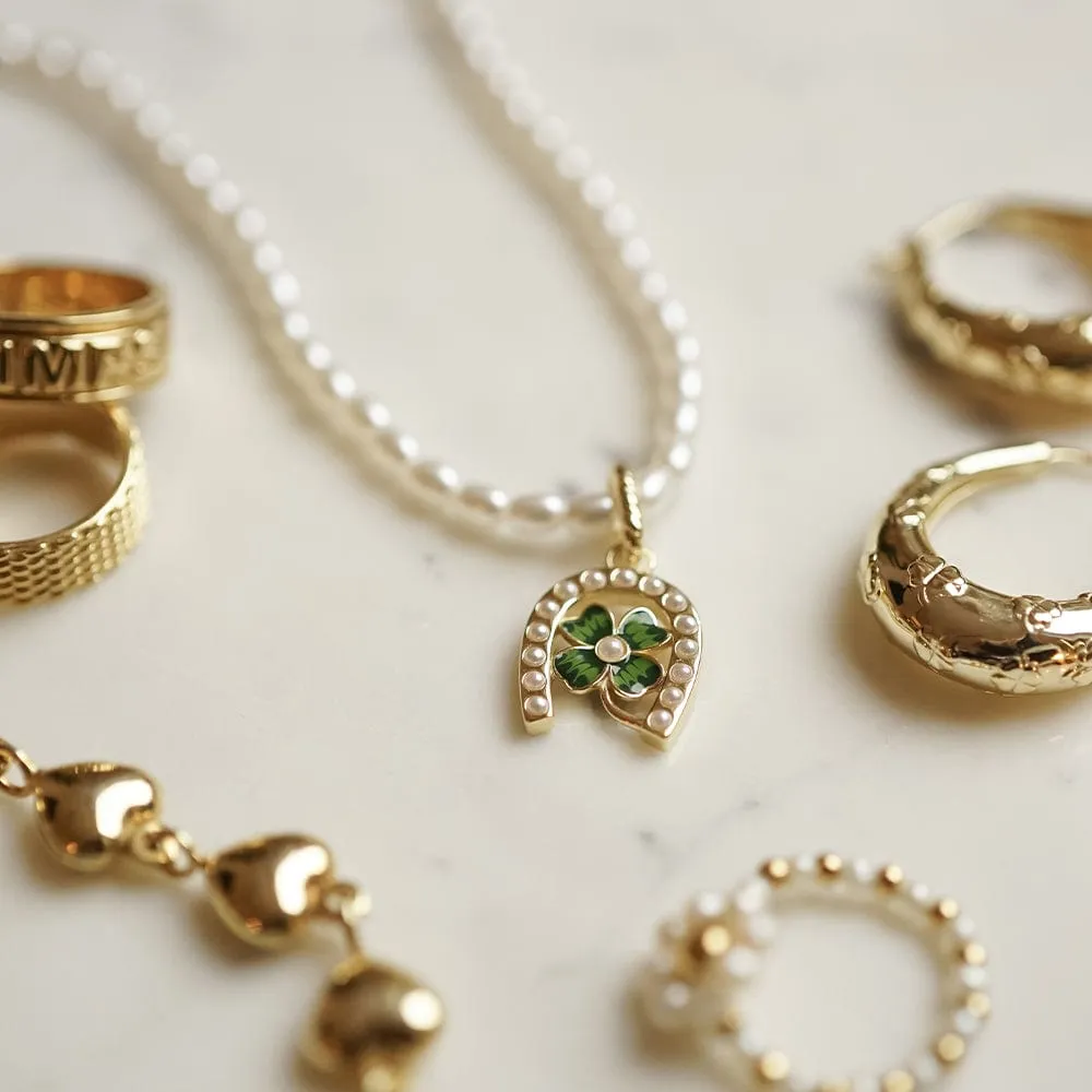 Shrimps Clover Charm Pearl Necklace 18ct Gold Plate sold by Daisy Jewellery product image thumbnail 3