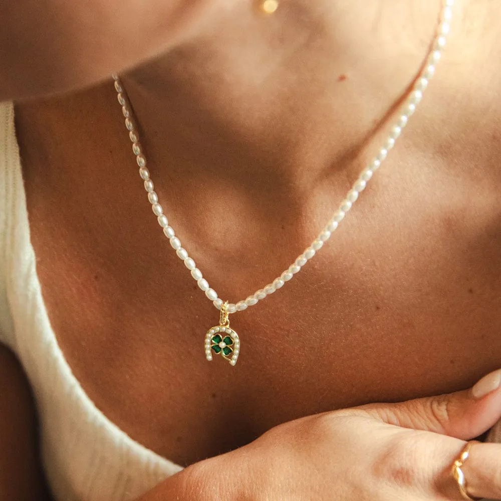 Shrimps Clover Charm Pearl Necklace 18ct Gold Plate sold by Daisy Jewellery product image thumbnail 5