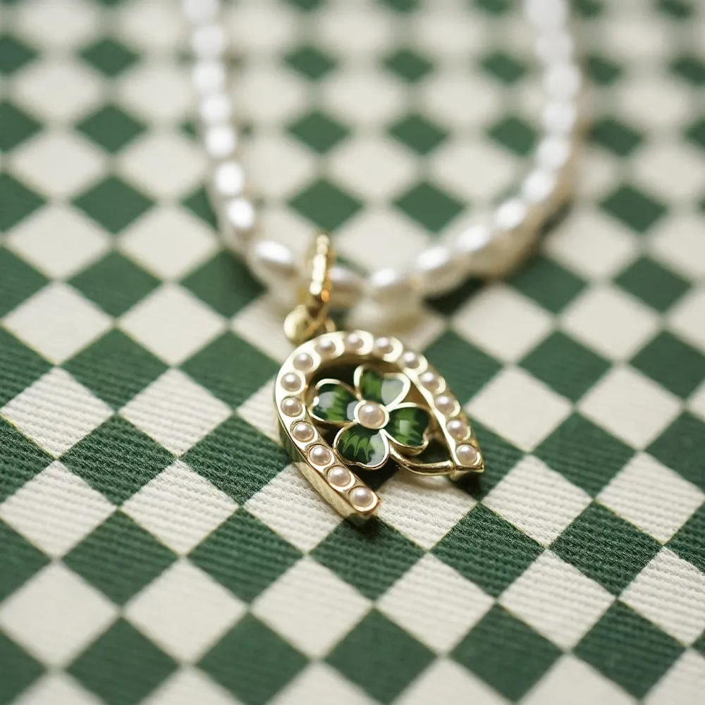 Shrimps Clover Charm Pearl Necklace 18ct Gold Plate sold by Daisy Jewellery product image thumbnail 4