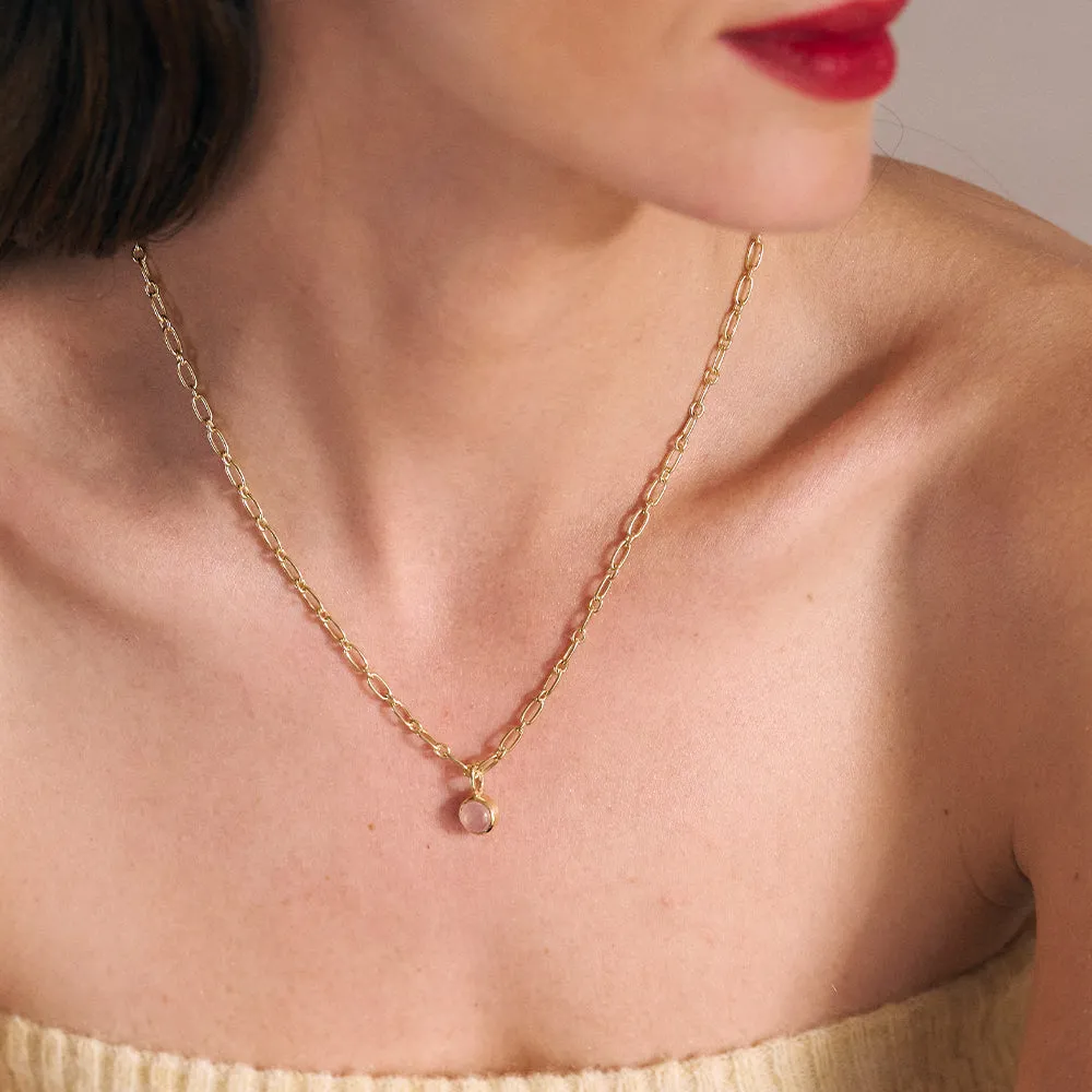 Rose Quartz Chunky Healing Stone Necklace 18ct Gold Plate sold by Daisy Jewellery product image thumbnail 4