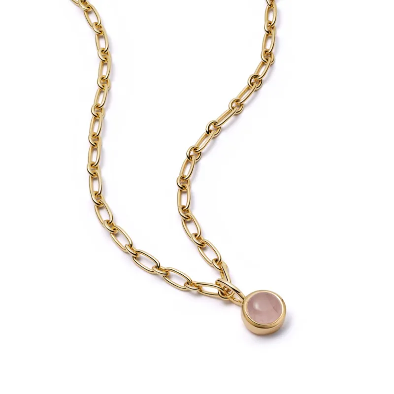 Rose Quartz Chunky Healing Stone Necklace 18ct Gold Plate sold by Daisy Jewellery