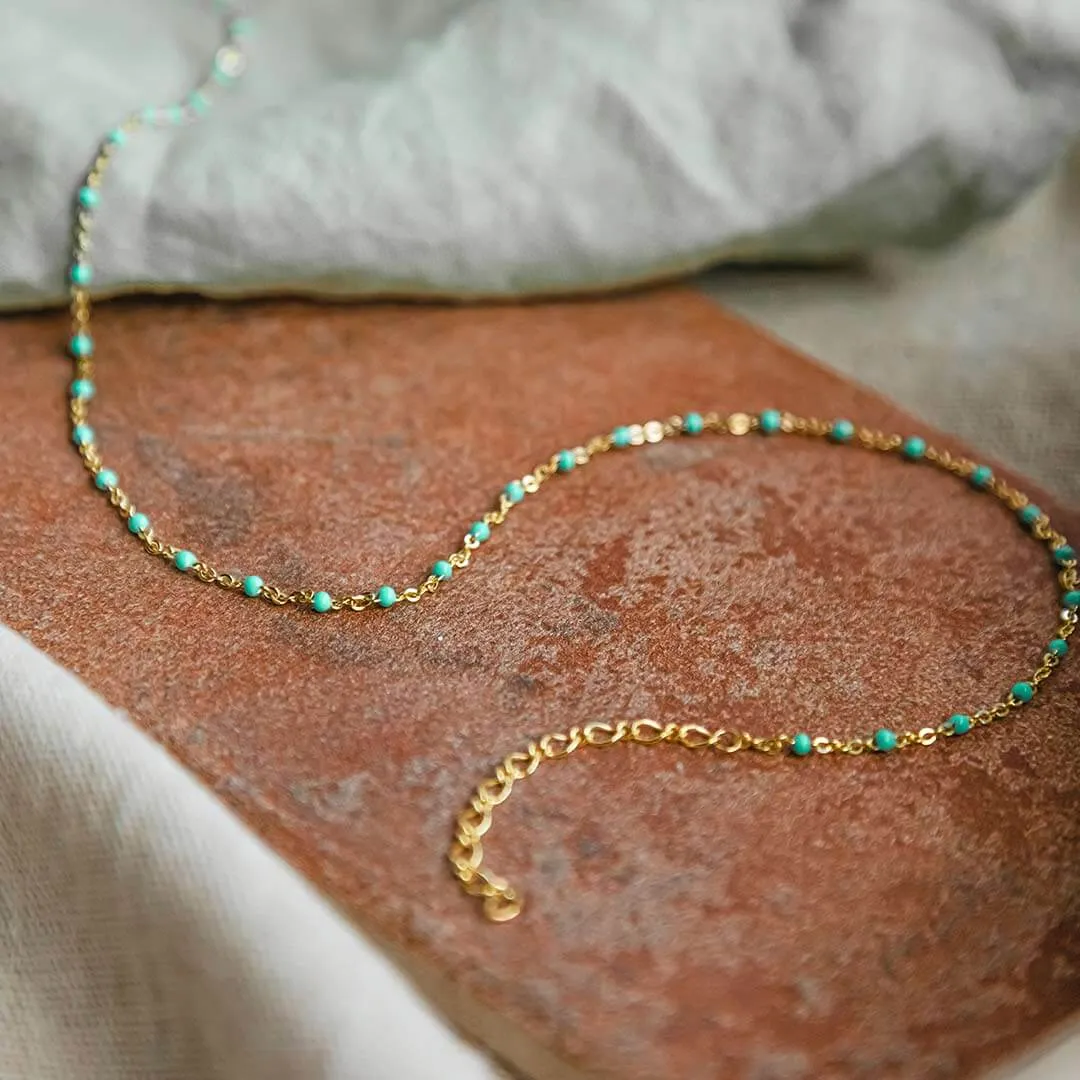 Free Necklace When You Spend £120 | Turquoise Beaded Necklace 18ct Gold Plate sold by Daisy Jewellery product image thumbnail 3