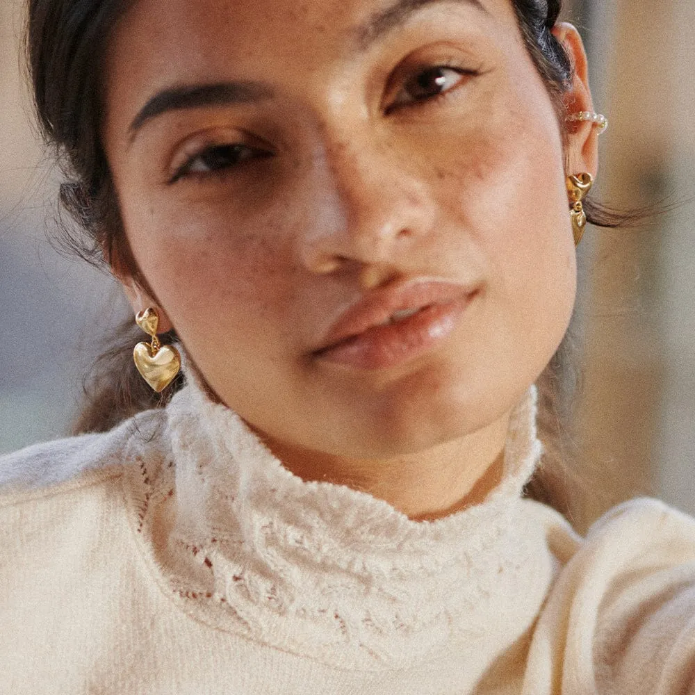 Double Heart Earrings 18ct Gold Plate sold by Daisy Jewellery product image thumbnail 4