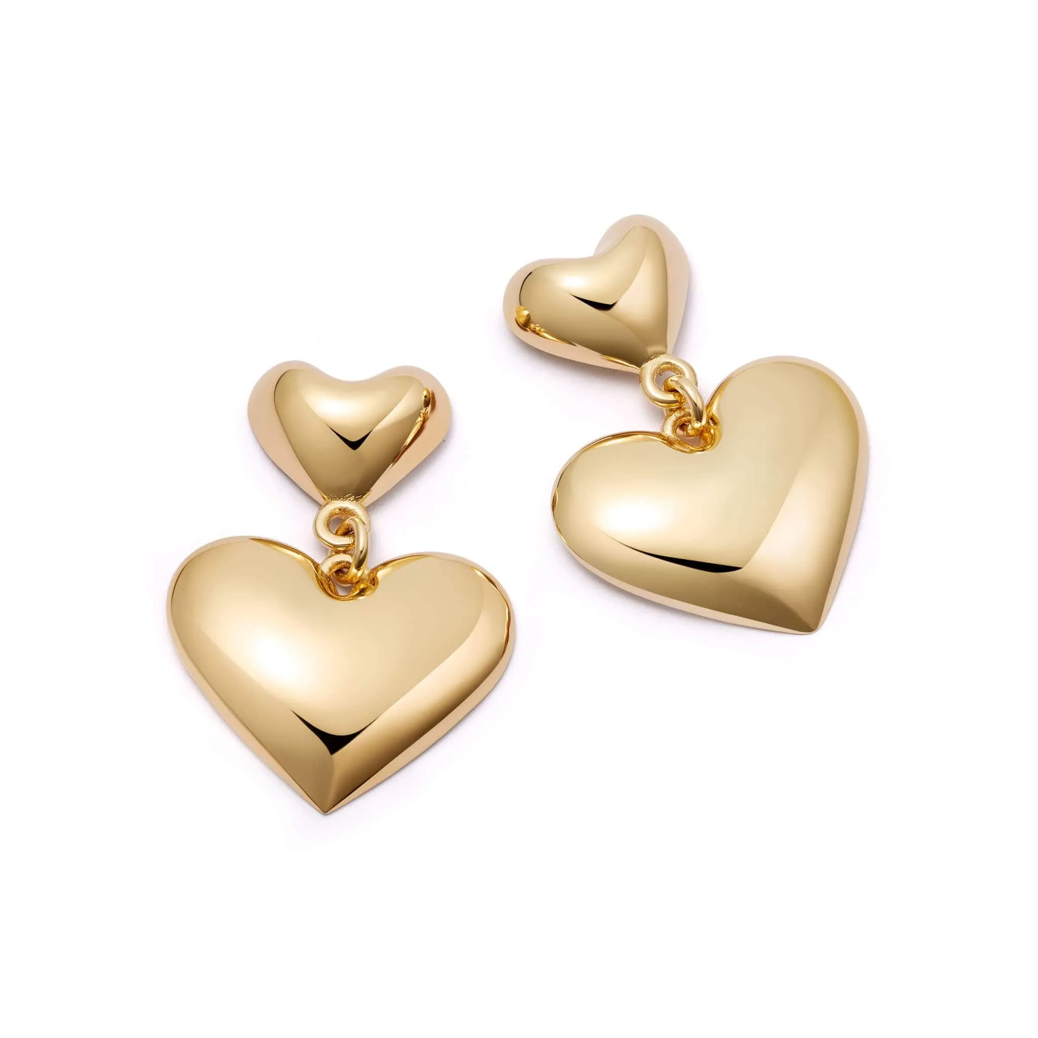 Double Heart Earrings 18ct Gold Plate sold by Daisy Jewellery