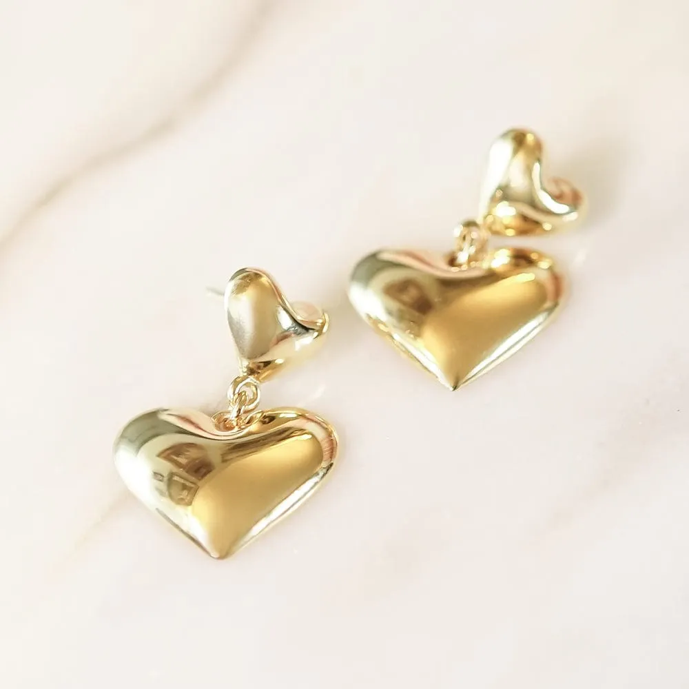 Double Heart Earrings 18ct Gold Plate sold by Daisy Jewellery product image thumbnail 5